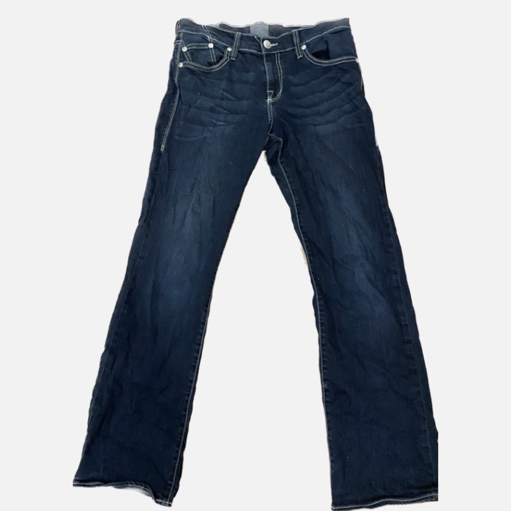 Rock & Republic embroidered straight leg dark wash blue jeans